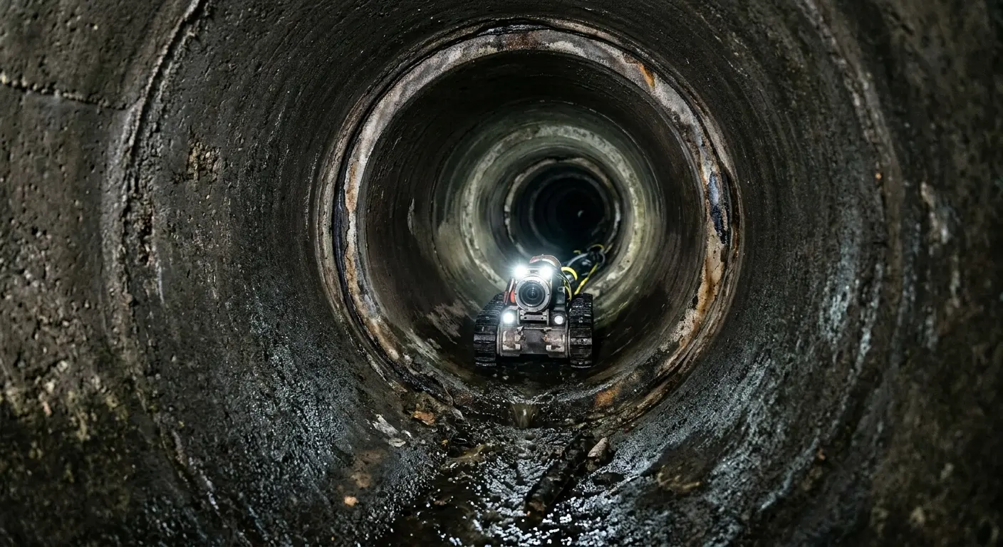 Robotic sewer camera inspecting pipe interior for Drain Snake Service in Wonder Lake