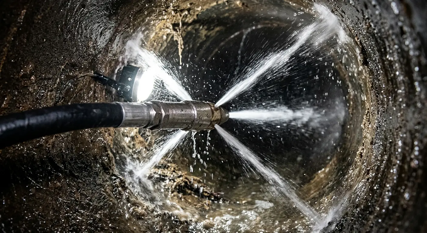 High-pressure hydro jetting nozzle cleaning sewer pipe for Storm Drain Cleaning in Wonder Lake